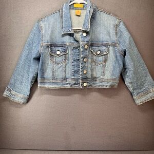 Nine DMBM Jeans Women's Large Jean Jacket‎ Cropped Blue Denim Button Up